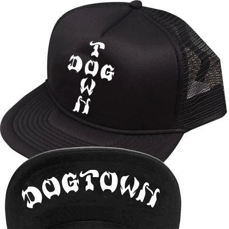 Dogtown Cross Letters Flip Mesh Hat Black