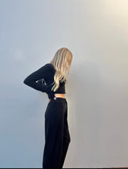 Black Wide Leg Cashmere Pants