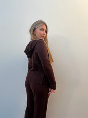 Chocolate Wide Leg Cashmere Pants