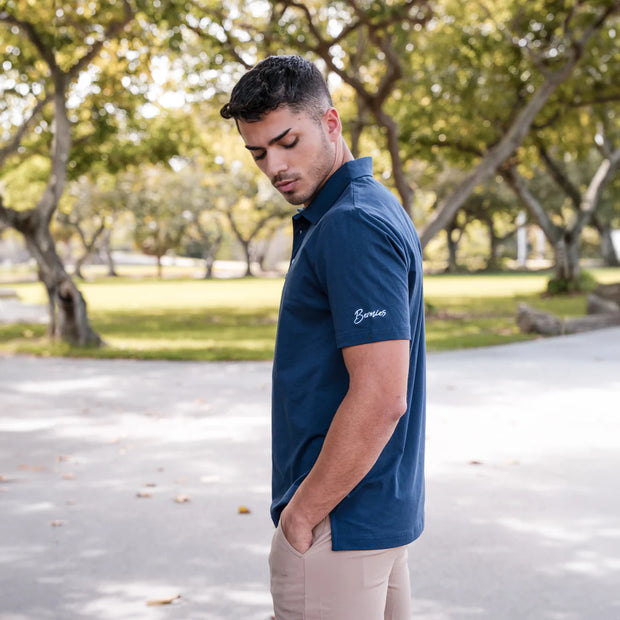 Navy Cotton Stretch Polo