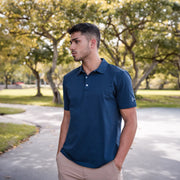 Navy Cotton Stretch Polo