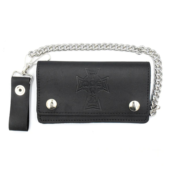 Dogtown Vintage Cross Leather Billfold Wallet - Black