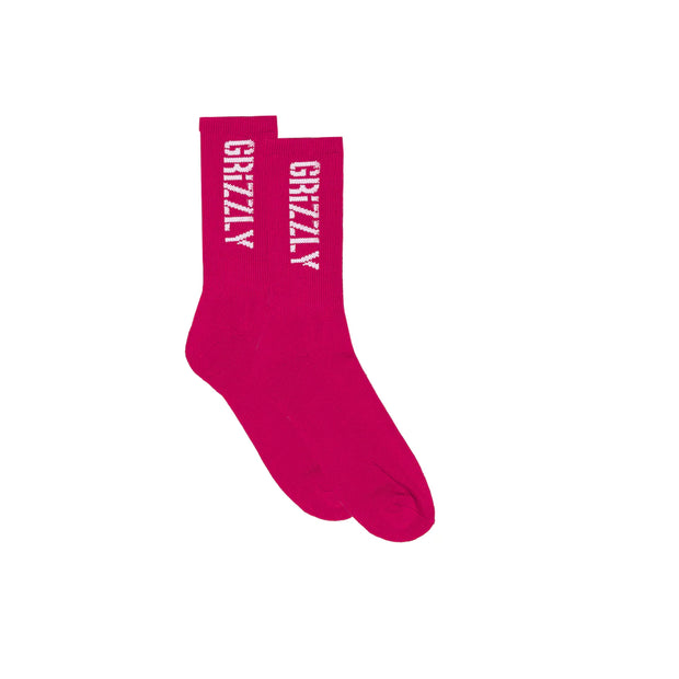 Grizzly Stamp Socks Pink / White