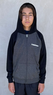 Youth Since The 90s Zip Up Hoodie-Carbon Body Black Sleeves