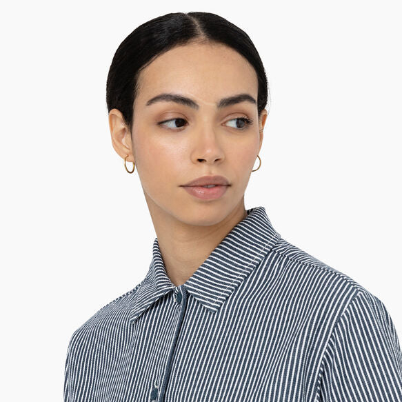Dickies Women's Hickory Stripe Cropped Work Shirt