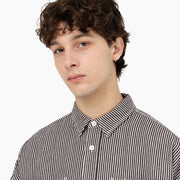 Dickies Hickory Stripe Button-Up Work Shirt in Brown