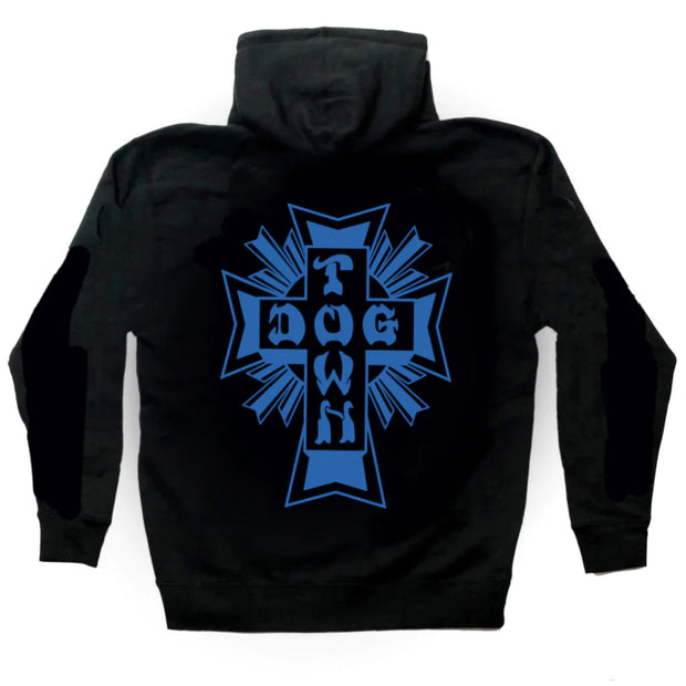 Dogtown Cross Logo Pullover Hooded Sweatshirt Black / Blue