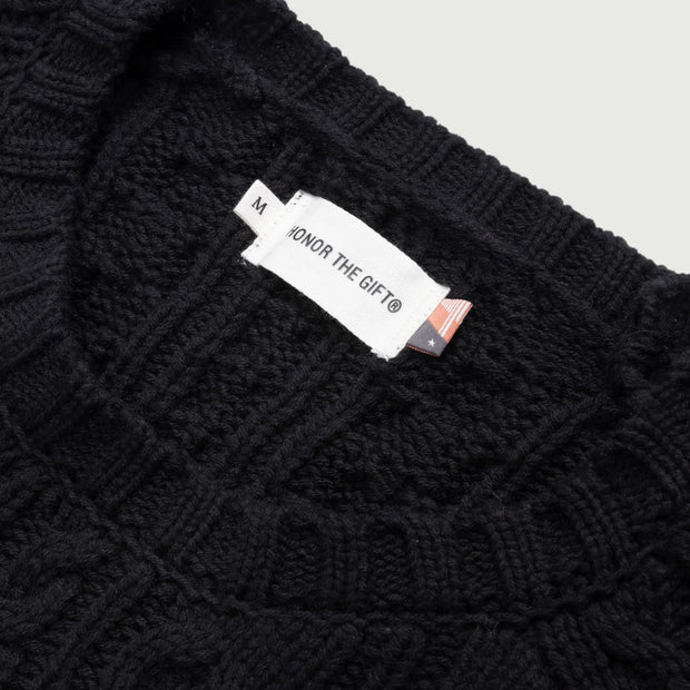 Honor the Gift Black Cable Knit Jumper
