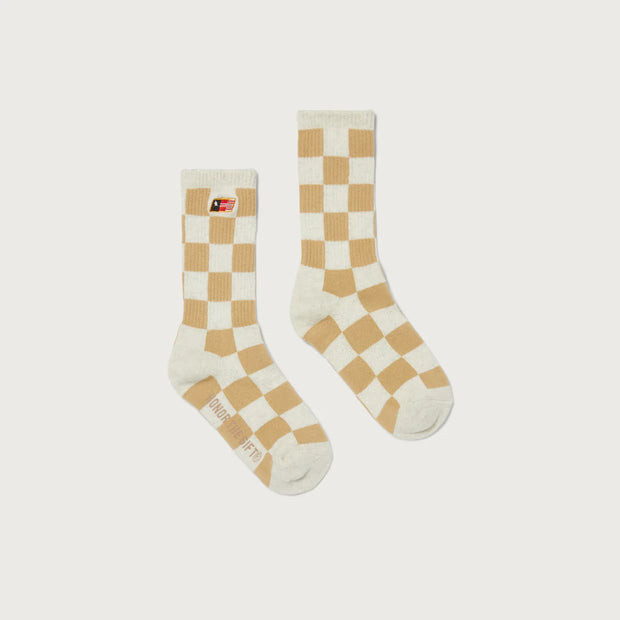 Honor The Gift Kids Jazz Mustard Checkered Sock