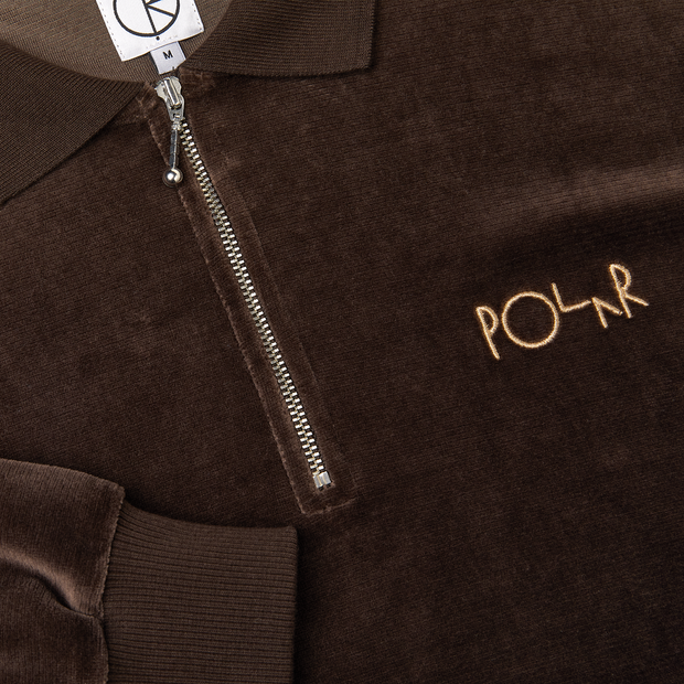 Polar Brown Velour Zip Polo Shirt
