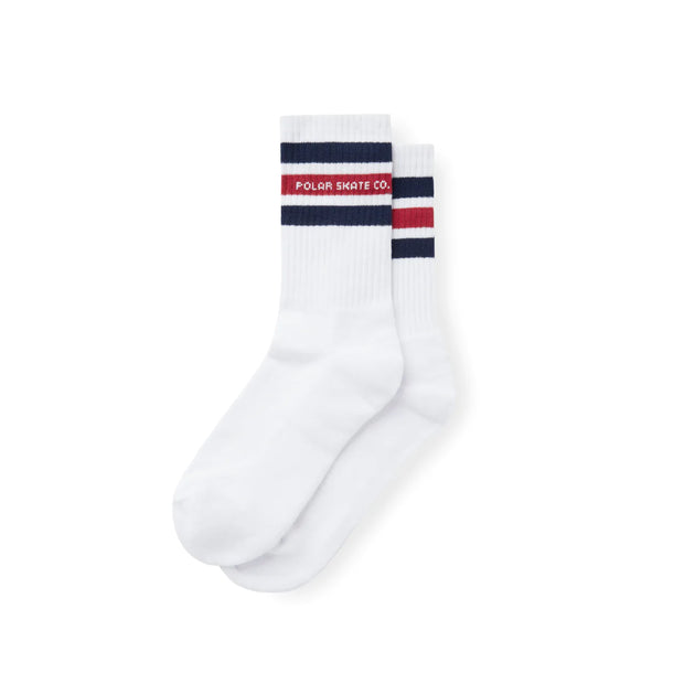 Polar Red White Navy Fat Stripe Socks