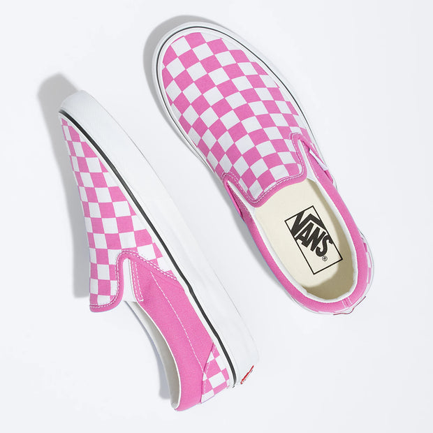 Vans Kids Pink Color Theory Checkerboard Classic Slip-On Shoe